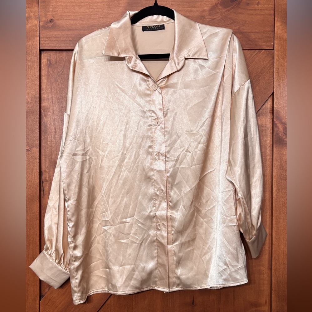 Chic Beige Women's Button Down Shirt